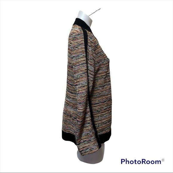 Exclusively Misook Full Zip Long Sleeve Sweater Multicolor  [121] - Picture 2 of 4